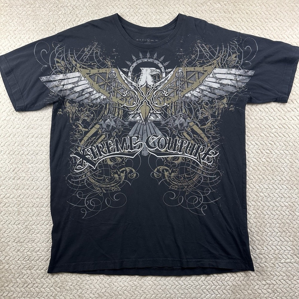Affliction‎ style Xtreme Couture T Shirt AOP Mens XL Black Eagle Y2K Street wear